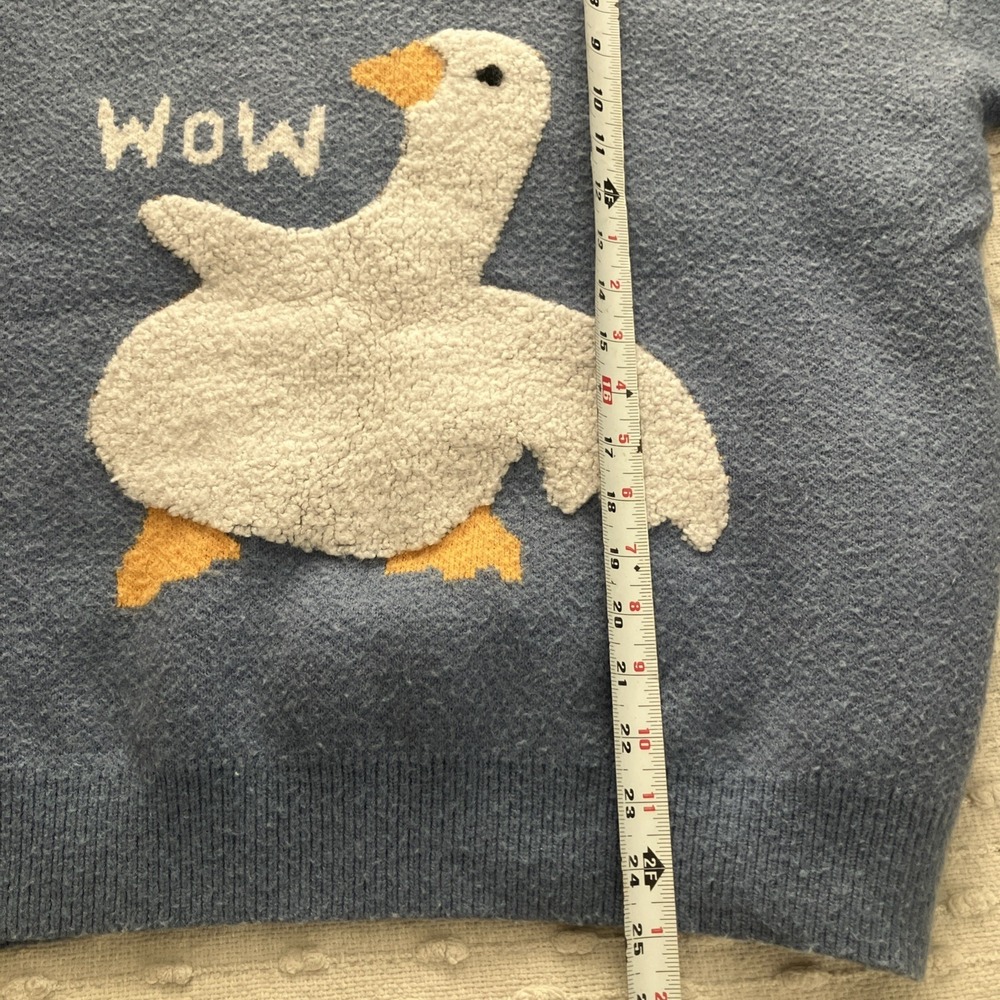Aelfric Eden Sweater Adult Oversized Large Blue Duck WOW Crewneck Knit Pullover‎ - Picture 5 of 9